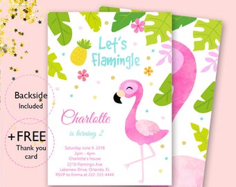 flamingo invitation etsy