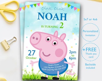 George Pig Invite Etsy