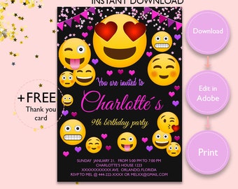 emoji invitation etsy