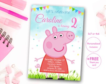 peppa pig invitation etsy