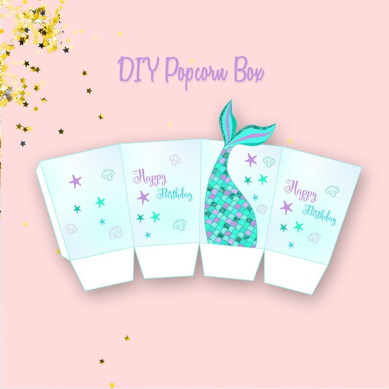 Printable Mermaid Popcorn Box, Mermaid Tail Do-it-yourself Popcorn Box Electronic Record picture about Popcorn Box Printable titled Printable Mermaid Popcorn Box, Mermaid Tail Do-it-yourself Popcorn Box Electronic Document