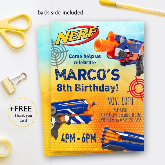 Nerf Party Invitation Nerf Invitations Nerf Gun Invitation Etsy