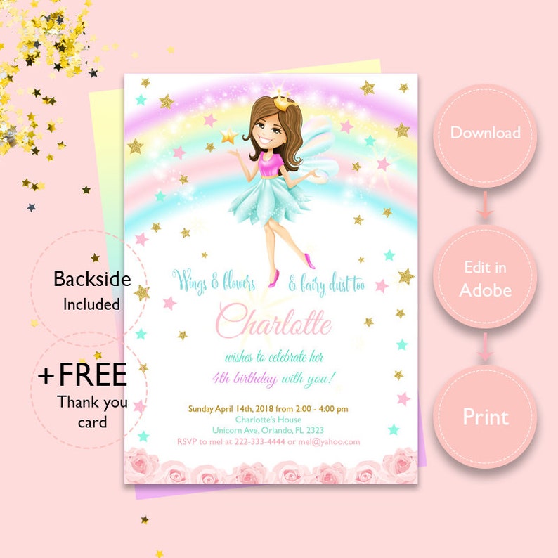 Quick Obtain Fairy Invitation, Fairy Birthday Invitation, Rainbow Fairy Invitation Printable History photo about Fairy Birthday Invitations Free Printable named Quick Down load Fairy Invitation, Fairy Birthday Invitation, Rainbow Fairy Invitation Printable Report