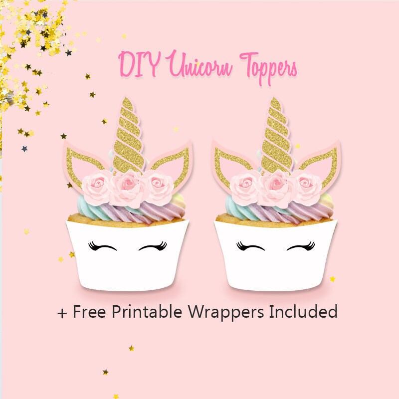 printable unicorn cupcake toppers diy unicorn toppers and etsy