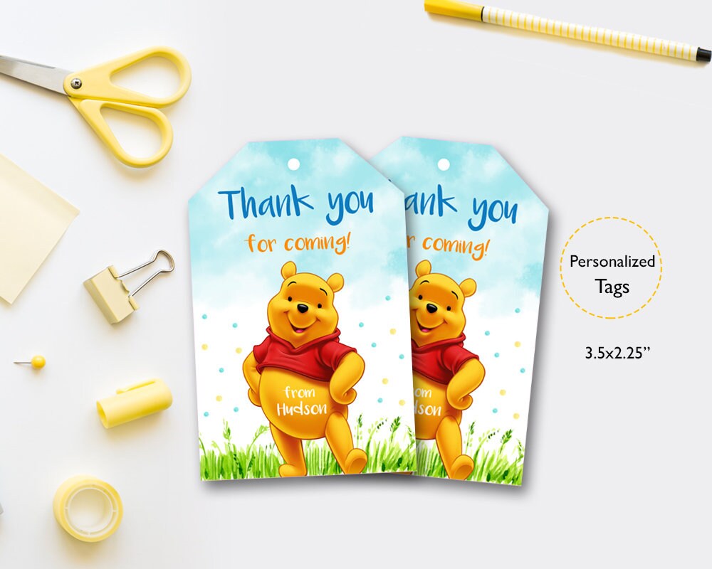 Winnie The Pooh Birthday Tags Winnie The Pooh Favor Tags | Etsy