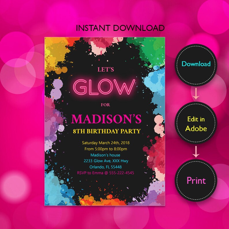 glow in the dark party flyer download