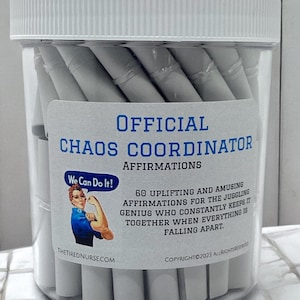 Official Chaos Coordinator Affirmation Jar - Embrace the Chaos with Positivity - Multitasker Busy Organizers - 60 Inspirational Quotes