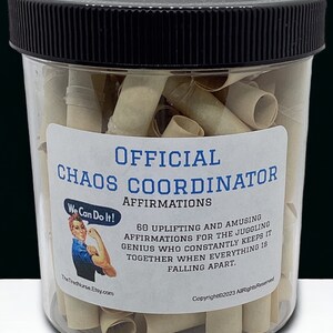 Official Chaos Coordinator Affirmation Jar - Embrace the Chaos with Positivity - Multitasker Busy Organizers - 60 Inspirational Quotes