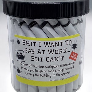 Funny Work Affirmation Jar - Shit I Want to Say at Work But Cant -Office Humor - Stress Relief - Coworker Gag Gift - 60 Hilarious Quotes