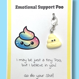 Emotional Support Poo Keychain | Funny Encouragement Gift | Tiny Motivational Charm | Go Do Your Shit Gift | Desk, Bag or Keychain Accessory