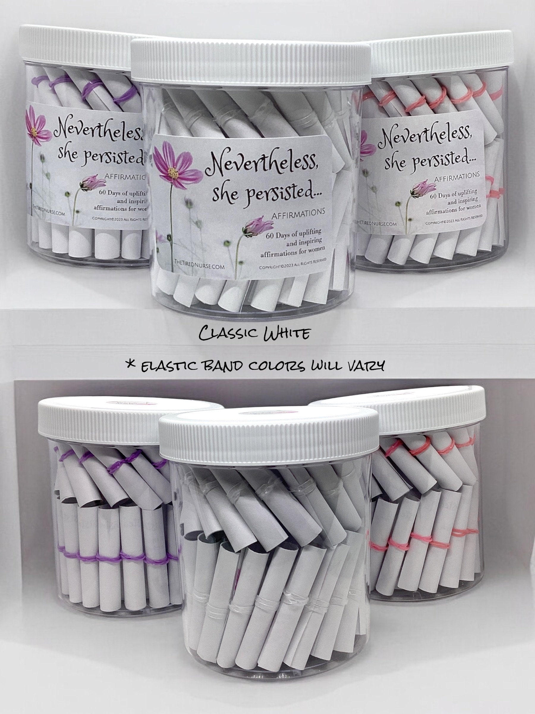 Nevertheless, She Persisted Affirmation Jar- Inspiration, Motivation, Uplifting Gift for All Women, Teenage Girls, Confidence Builder