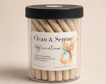 Sobriety Affirmation Jar | Clean & Serene |60 Inspirational Quotes for Recovery | AA and NA Support Gift | Daily Motivation for Clean Living