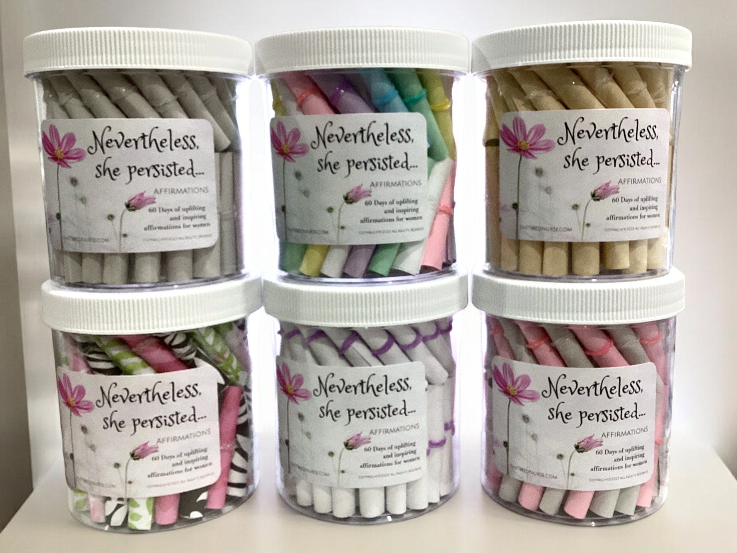 Nevertheless, She Persisted Affirmation Jar- Inspiration, Motivation, Uplifting Gift for All Women, Teenage Girls, Confidence Builder