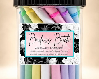 Badass Bitch Jar | 60 kraftvolle Erinnerungen für starke Frauen | Geschenk für beste Freundin, Schwester, Ehefrau, Mutter | Inspirierendes Geburtstagsgeschenk | Authentisch