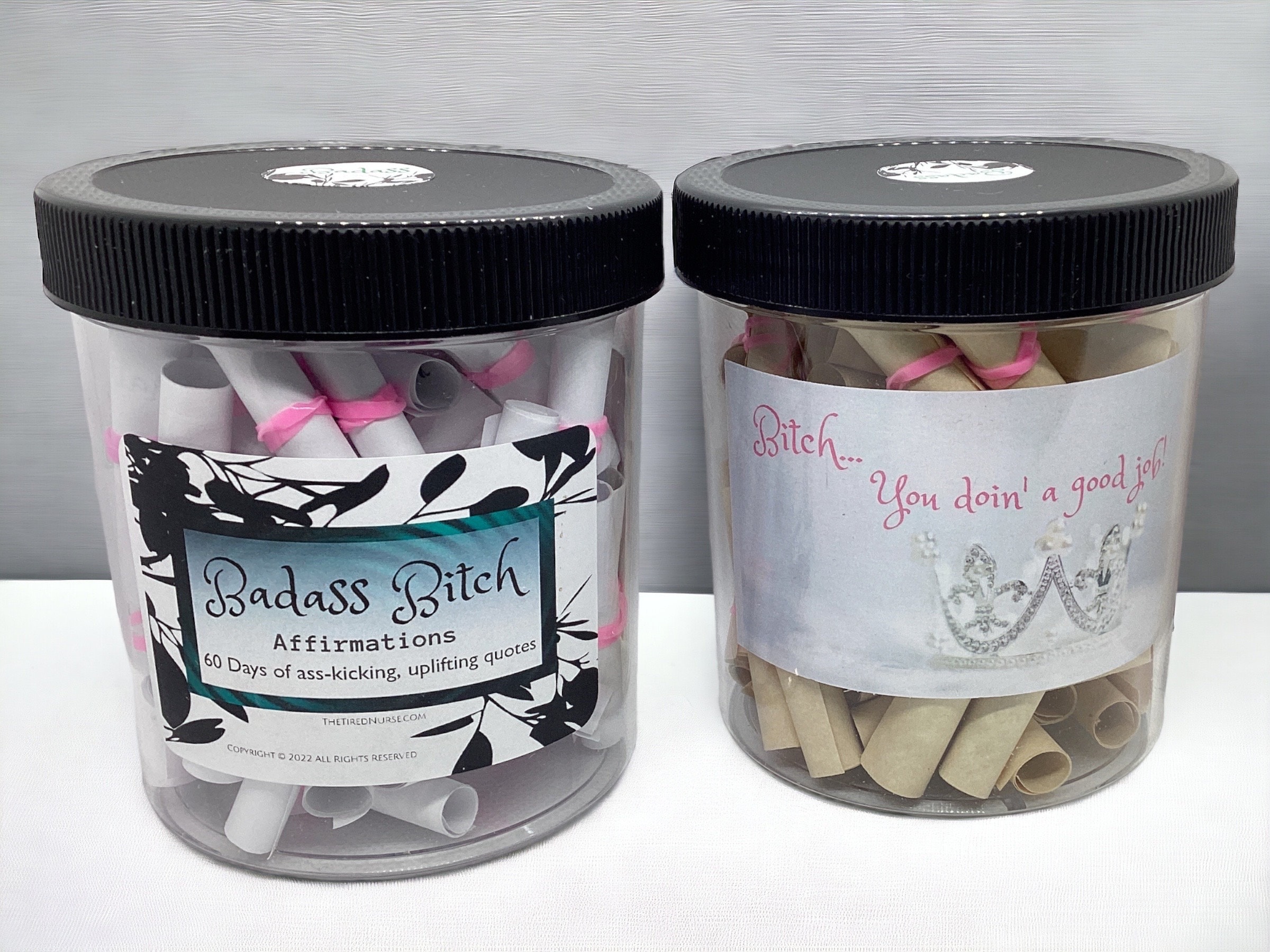 Badass Bitch Daily Affirmation Jar-60 Days of Empowerment & Confidence-Ass-Kicking Uplifting Quotes for Strong Women- Fun Gift for Women
