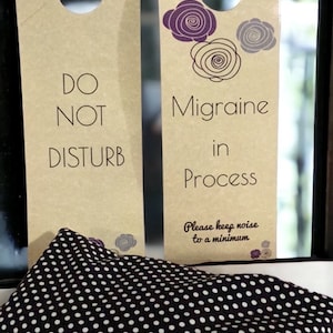 Migraine Headache Relief Weighted Eye Pillow and Do Not Disturb Door Hanger Sign Set