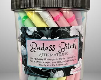 Badass Bitch Affirmation Jar – Funny Gift for Her, Best Friend Gift, Confidence Boost Jar, Empowerment Gift for Women, Motivational Quotes