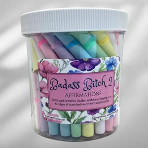 2nd Edition Badass Bitch Affirmation Jar - 60 Days of Scorched Earth Self Worth Scrolls for Strong Women, Bold and Fun Affirmations