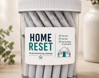 Home Reset | 60-Day Decluttering Challenge | Daily Home Organization Jar | Simple Tasks | Mindful Home Gift | Motivation to Simplify
