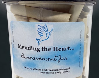 Grief Bereavement Affirmation Jar - Mending the Heart - 60 Healing Quotes for Coping with Loss - Sympathy Gift for Comfort Support