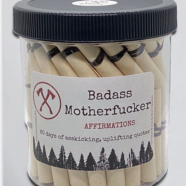 Badass Motherfucker MEN'S Affirmation Jar - 60 Days of Empowerment Confidence Motivation for Men - Inspirational Quotes for MEN