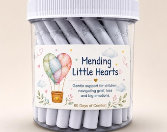 Mending Little Hearts | Children's Grief Affirmation Jar | Bereavement Comfort for Loss, Grief & Big Feelings | 60 Encouraging Messages