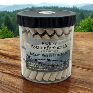 RELOADED: Badass Motherfucker II – 60 Relentless Affirmations for Men | Savage Motivation Jar | Rugged Gift for Him | Confidence Boost