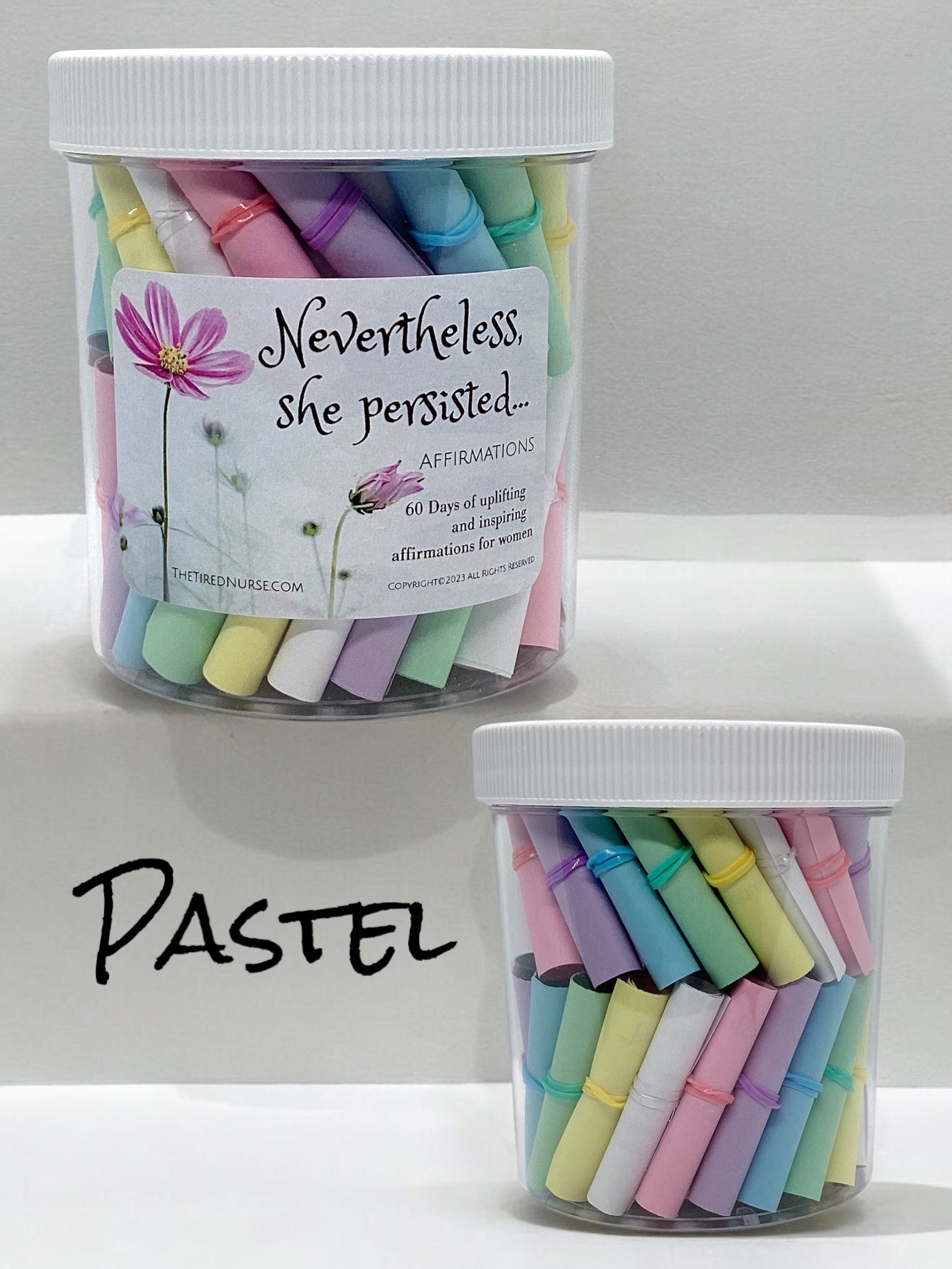 Nevertheless, She Persisted Affirmation Jar- Inspiration, Motivation, Uplifting Gift for All Women, Teenage Girls, Confidence Builder