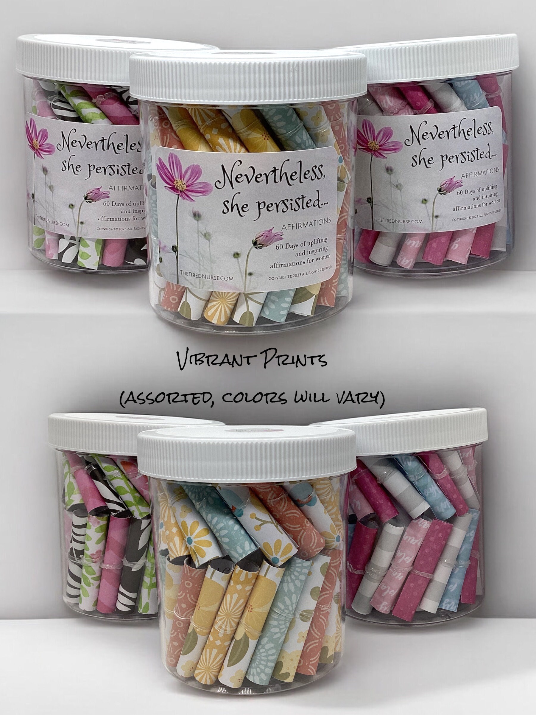 Nevertheless, She Persisted Affirmation Jar- Inspiration, Motivation, Uplifting Gift for All Women, Teenage Girls, Confidence Builder