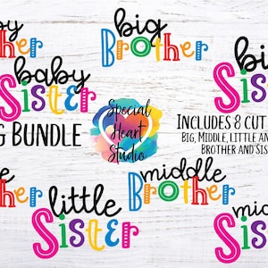 Pacote de irmãos SVG, família de irmão e irmã svg, dxf, png, eps, cricut, arquivo de corte de silhueta, arquivo de corte de camisa de irmão, svg, dxf, eps, png