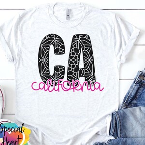 California SVG, California Mandala SVG, dxf, eps, arquivo png, arquivo de corte do estado da Califórnia CA para Cricut e Silhouette,