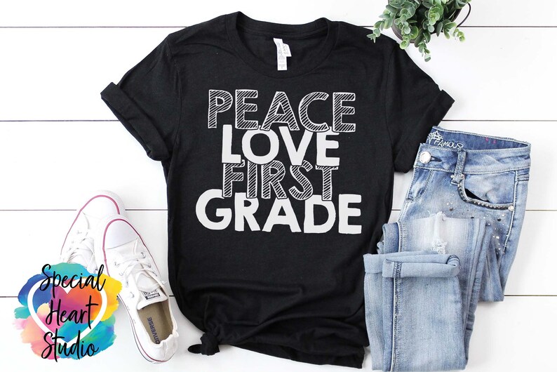 Download First Grade SVG Peace Love First Grade shirt SVG back to | Etsy