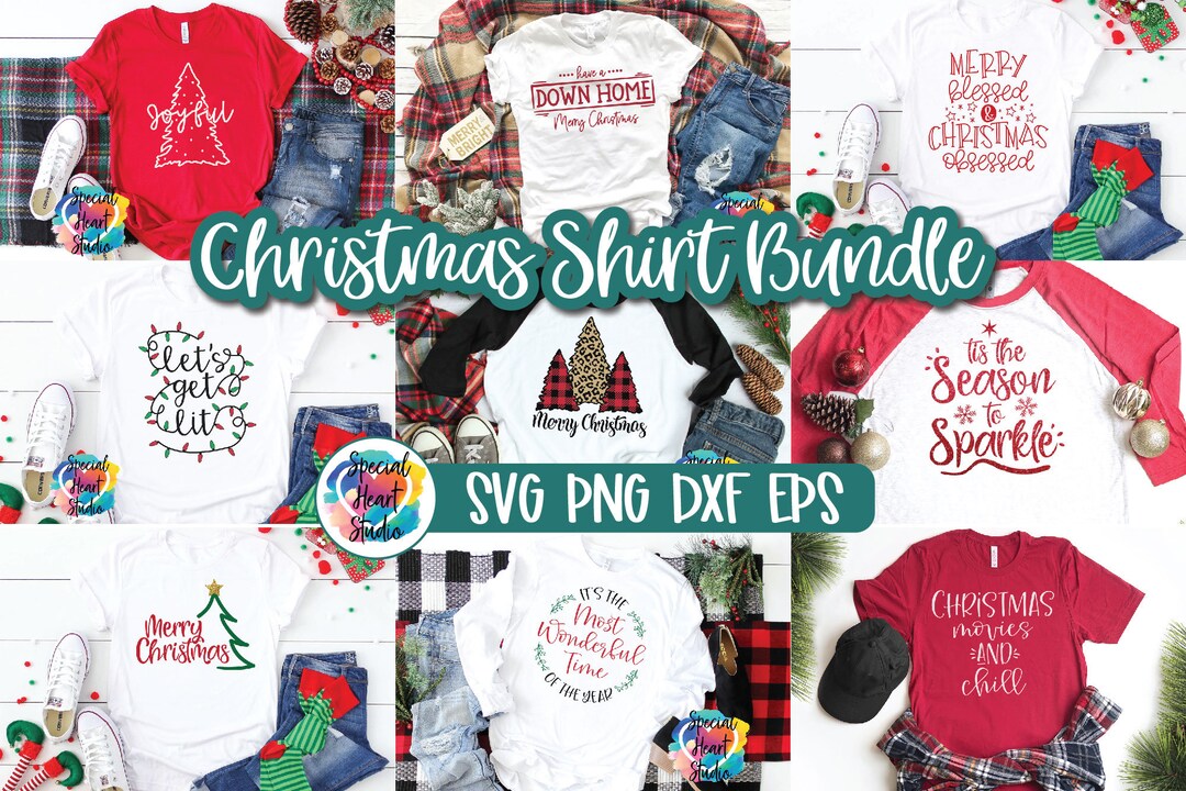 Christmas SVG Bundle SVG, Christmas Shirt Bundle, Svg, Eps, Dxf, Png ...