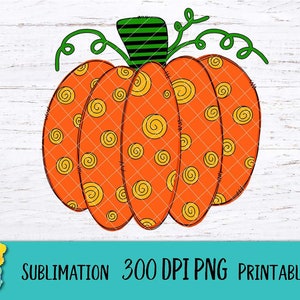 Pumpkin Printable Sublimation Or Print & Cut Design - 300 DPI - PNG - Instant Download - Polka Dot Pumpkin PNG - Fall or Halloween