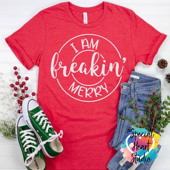 Christmas Cut File - I Am Freakin Merry SVG - Christmas SVG - Funny Christmas shirt svg - dxf - png - eps - cut file - Cricut, Silhouette