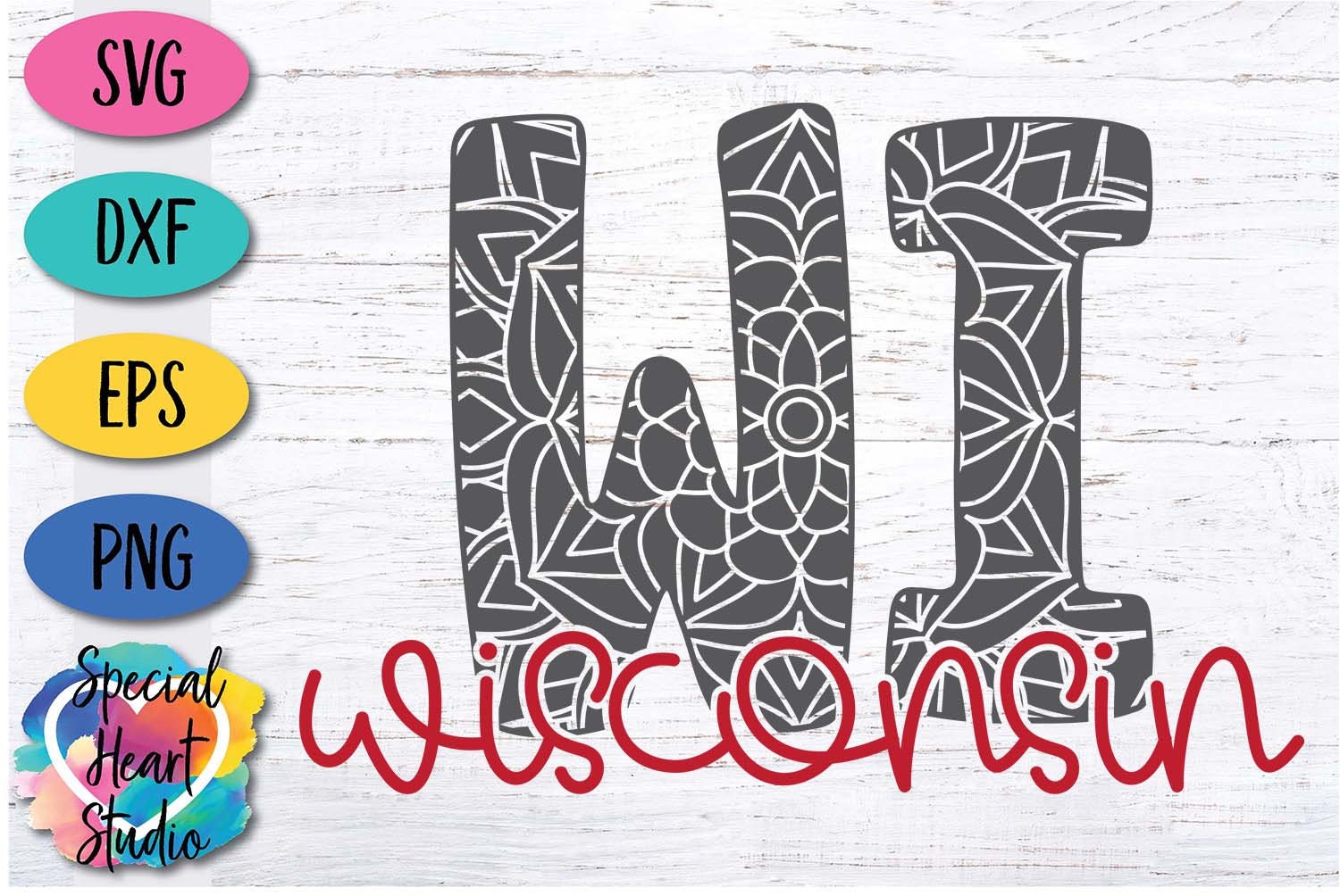 Wisconsin SVG, Wisconsin Mandala SVG, Dxf, Eps, Png File, Wisconsin WI ...