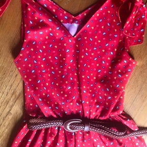 Vintage shoulder-tie red patterned sundress