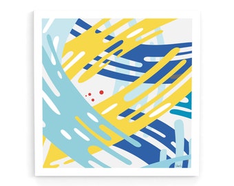 モダンな抽象的な壁アートプリント、青と黄色の海の波、航海のポスター、3 枚セット、鮮やかな色のアートワーク、モダンな室内装飾、正方形のアートプリント