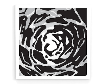 モダンな壁アートプリント、抽象的な夜の庭のポスター、白黒のアートワーク、トレンディなボヘミアン風の壁装飾、正方形のアートプリント、モダンな家の装飾