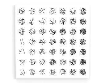 モダンな抽象的な壁アートプリント、白黒ポスター、ラインアート、正方形のアートプリント、ミニマリストの壁装飾、モダンな家の装飾