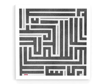 Modern abstract wall art print, Black and white maze, Trendy geometric artwork, Square art print, Minimalist wall decor, Modern home decor