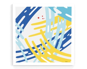 モダンな抽象的な壁アートプリント、青と黄色の海の波、航海のポスター、3 枚セット、鮮やかな色のアートワーク、モダンな室内装飾、正方形のアートプリント