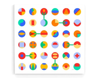 カラフルな幾何学的な壁アートプリント、スカンジナビアの壁の装飾、鮮やかな色のポスター、モダンな家の装飾、正方形のアートプリント、楽しい壁アート