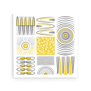 Modern abstract wall art print, Mid century modern, Geometric art print, Yellow and gray wall decor, Square poster, Graphic art wall decor