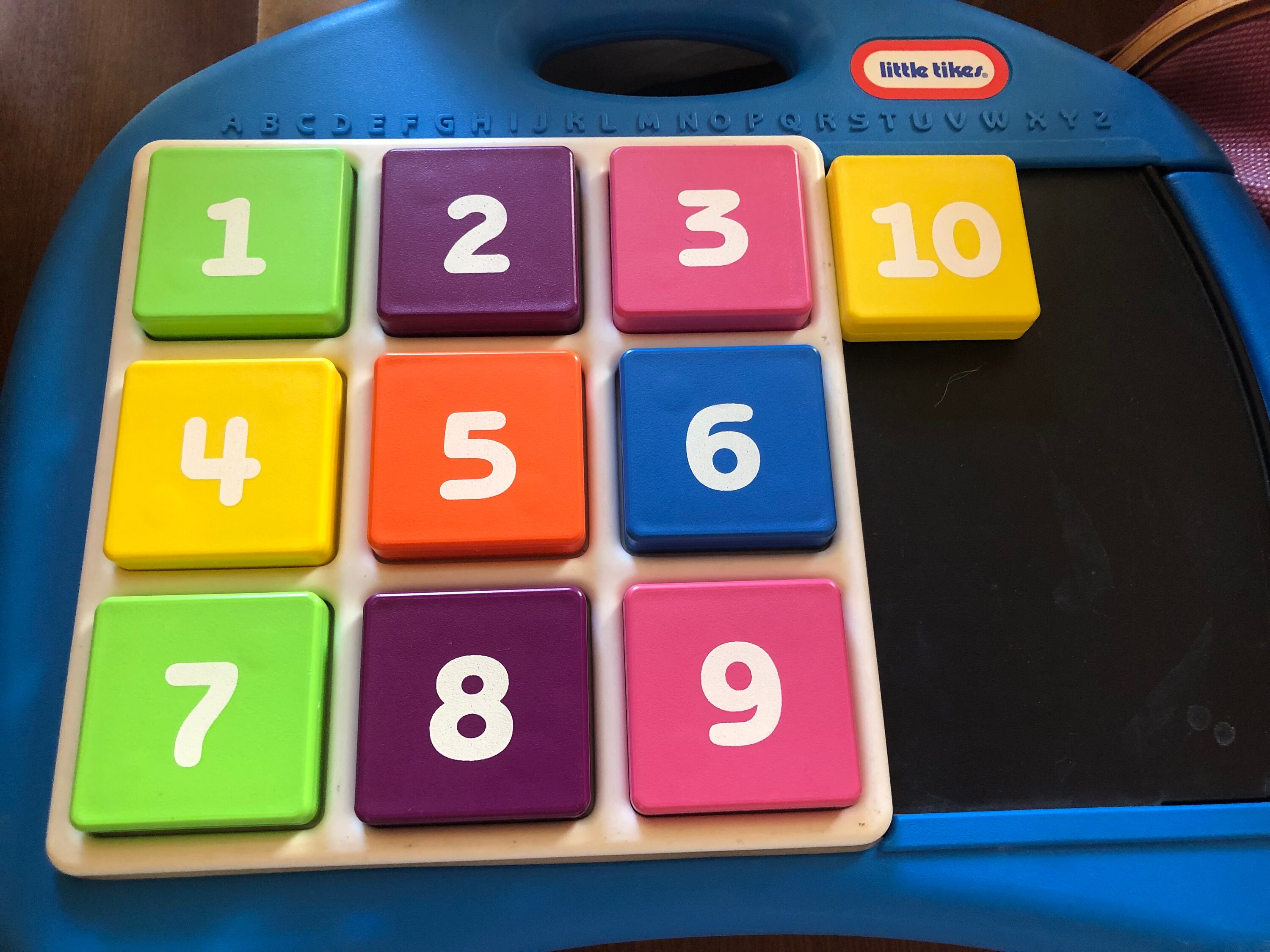 Little Tikes Vintage Alphabet Desk Abctiles Chalkboard Storage Etsy