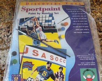 Juego de pintura deportiva vintage NIB Paint by Number de Discovery Toys