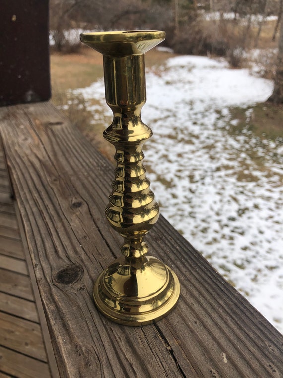 Harvin Vintage Brass Beehive Candlestick 