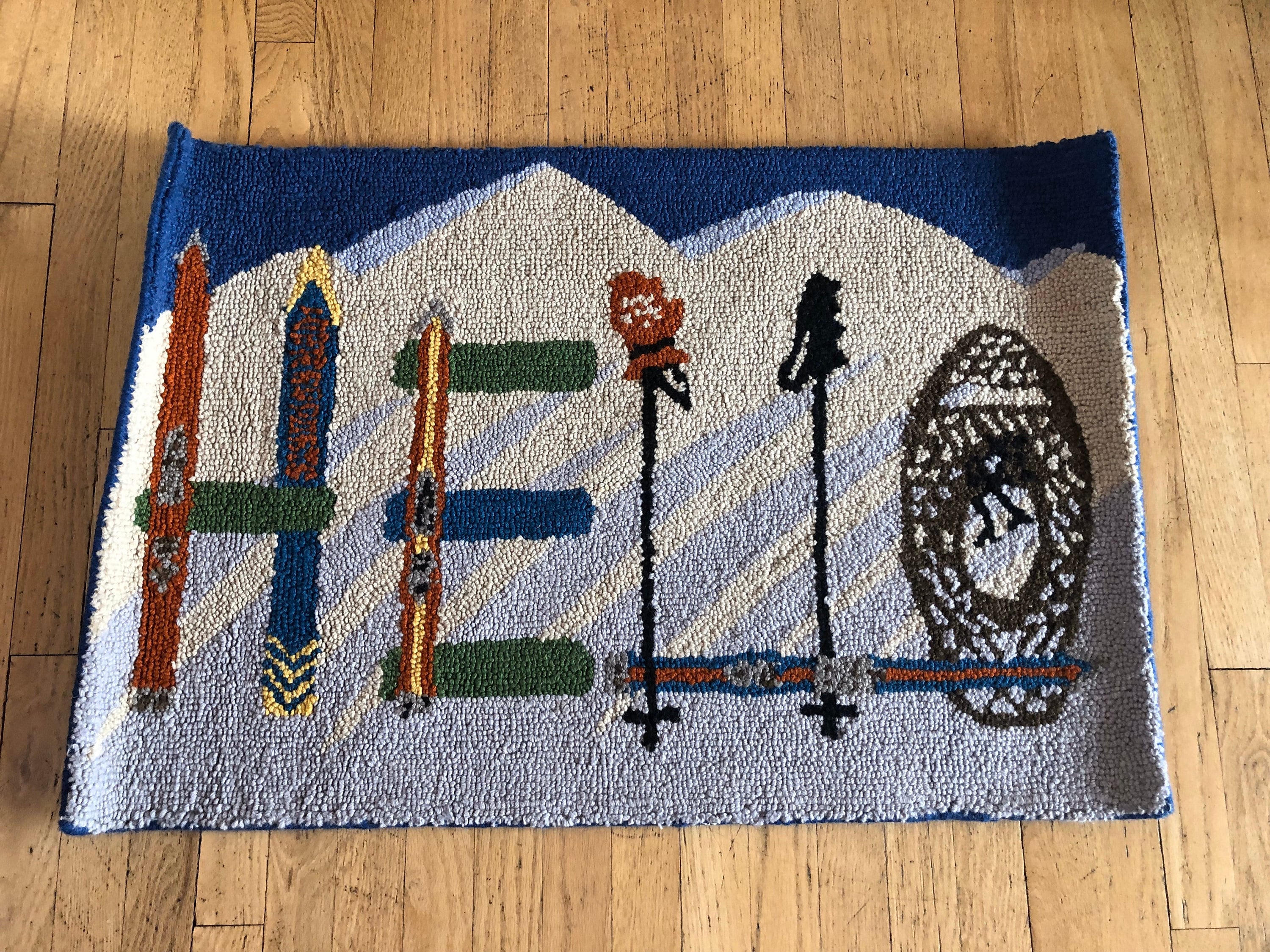 Garnet Hill NWOT Wool Skier Motif Area Rug 36x24” - Etsy