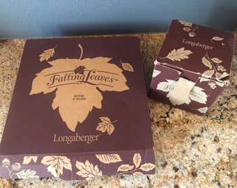 Longaberger Vintage pewter Falling Leaves tray and orange spice candle