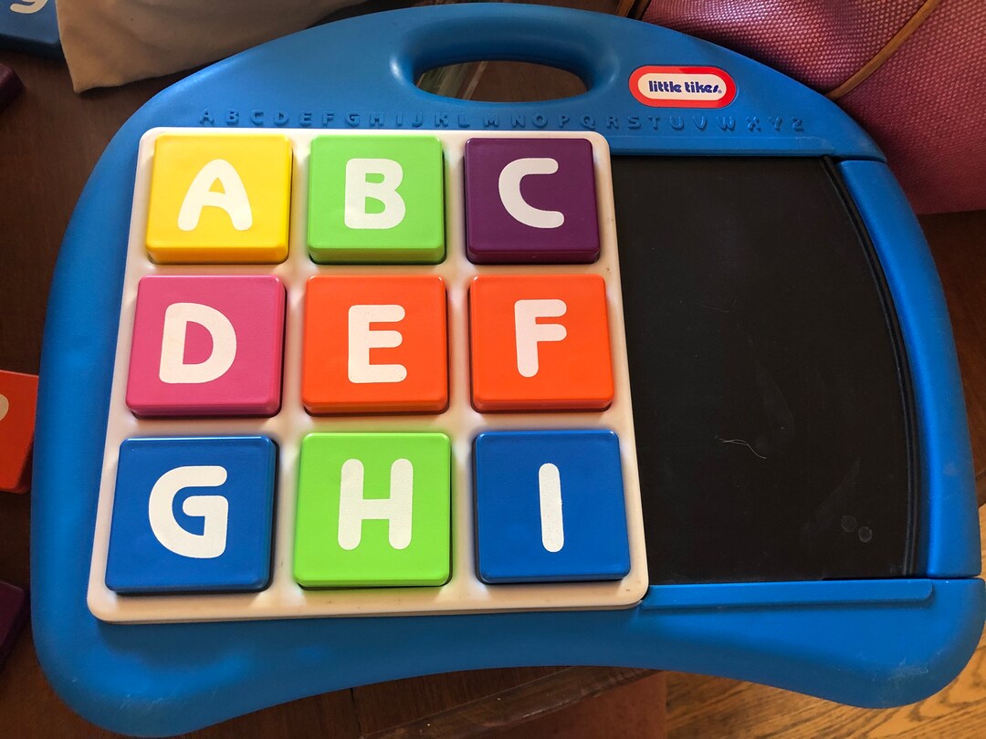 Little Tikes Vintage Alphabet Desk Abctiles Chalkboard Storage Etsy